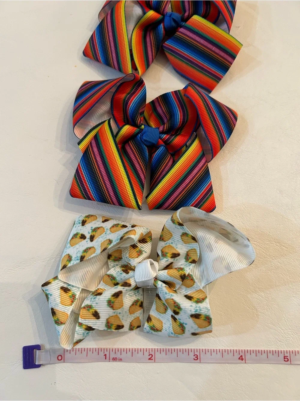 Kids Fiesta Stripe and Taco Bow Hair Clip Bundle